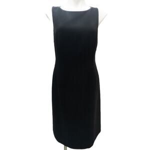 Ann Taylor Black Sheath Dress Topstitching detail Sleeveless 6 Women's